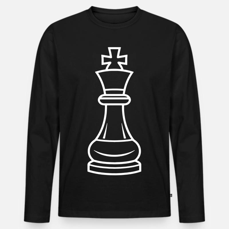 Schachfigur Line Art - Männer Premium Bio Langarmshirt - Schwarz
