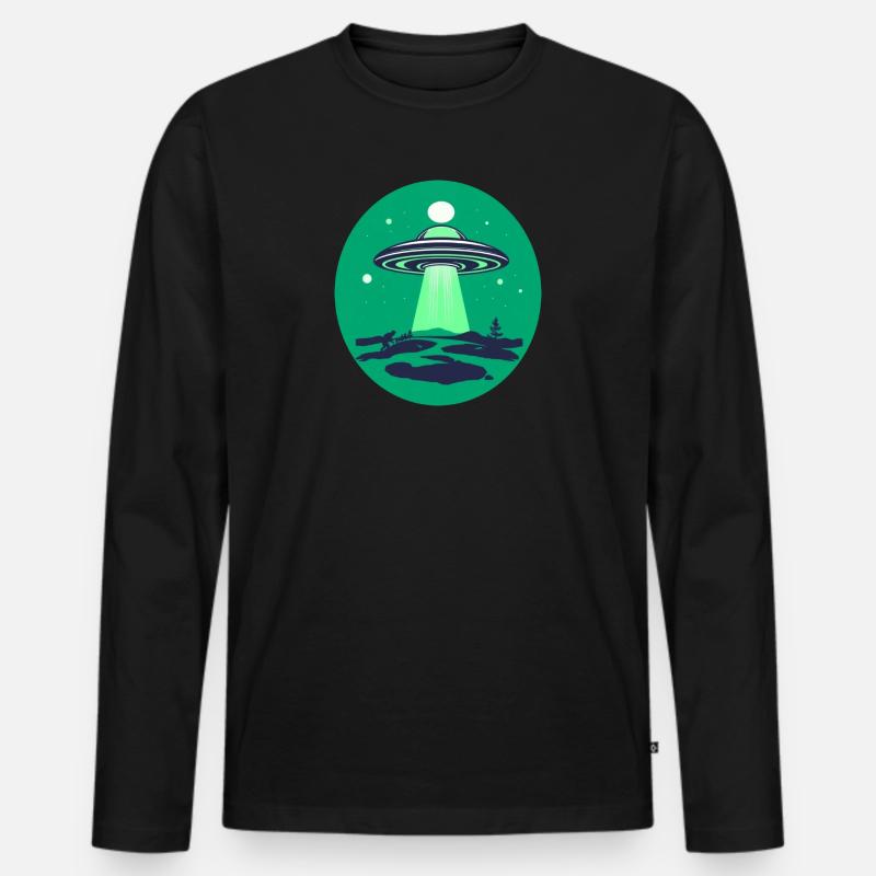 UFO-Besucher - Männer Premium Bio Langarmshirt - Schwarz