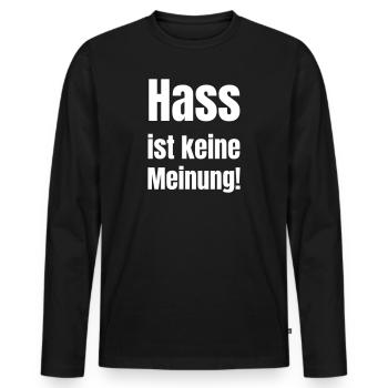 La haine n’a pas d’opinion ! - T-shirt manches longues Premium bio Homme - noir - Devant - Nico (187cm)