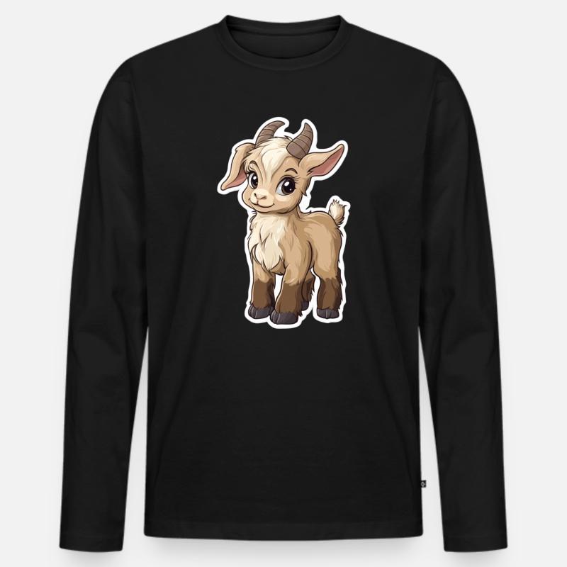 Ziege - Männer Premium Bio Langarmshirt - Schwarz