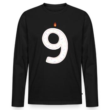 Festive Birthday Number Nine Illustration - Men's Premium Organic Long Sleeve Shirt - black - Front - Nico (187cm)