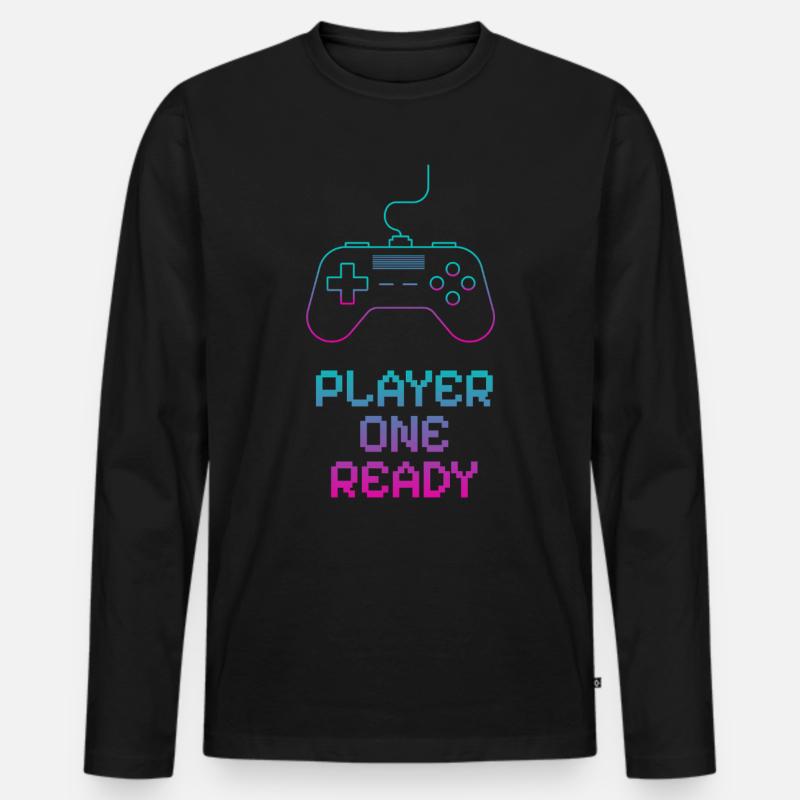 Neon Gaming Controller Design - Männer Premium Bio Langarmshirt - Schwarz