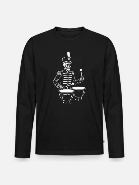 Skeleton Drummer in Parade Uniform - Men's Premium Organic Long Sleeve Shirt - black