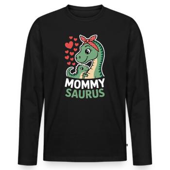  Mommy Saurus Dinosaurier Mama Herzliebe Muttertag - Männer Premium Bio Langarmshirt - Schwarz - Vorne - Nico (187cm)