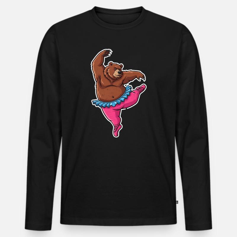 Ballett Bär Comic Geschenk - Männer Premium Bio Langarmshirt - Schwarz