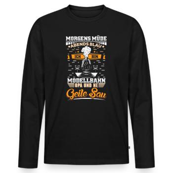 Model Railway Model Railway - Men's Premium Organic Long Sleeve Shirt - black - Front - Nico (187cm)