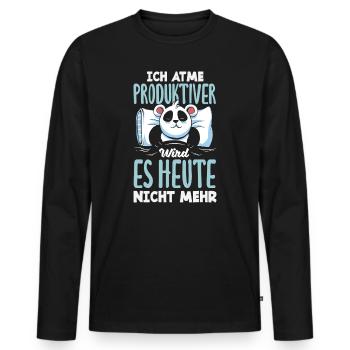 I'm breathing – it doesn't get any more productive today - Men's Premium Organic Long Sleeve Shirt - black - Front - Nico (187cm)