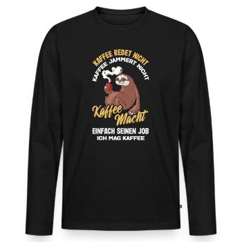 Coffee doesn't talk – I like coffee - Men's Premium Organic Long Sleeve Shirt - black - Front - Nico (187cm)