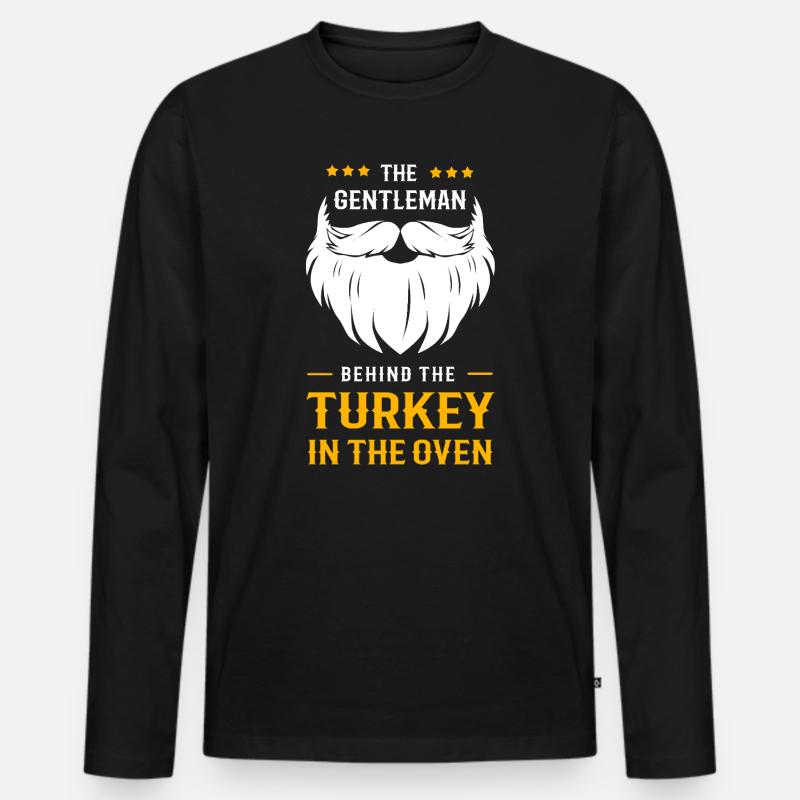 Thanksgiving Gender Reveal Werdende Mutter - Männer Premium Bio Langarmshirt - Schwarz