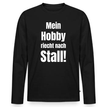 Mein Hobby reicht nach Stall - Männer Premium Bio Langarmshirt - Schwarz - Vorne - Nico (187cm)
