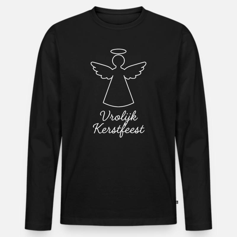 Werihnachtsengel Vrolijk Kerstfeest Engel - Männer Premium Bio Langarmshirt - Schwarz