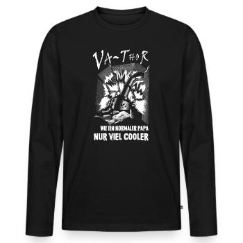 Wikinger Nordmann Wie Ein Normale Papa  - Männer Premium Bio Langarmshirt - Schwarz - Vorne - Nico (187cm)