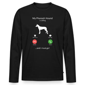 Mon chien pharaon m’appelle et je dois y aller cadeau - T-shirt manches longues Premium bio Homme - noir - Devant - Nico (187cm)