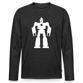 Roboter – KI Technik Sci-Fi Nerd Design - Männer Premium Bio Langarmshirt - Anthrazit meliert - Vorne - Nico (187cm)