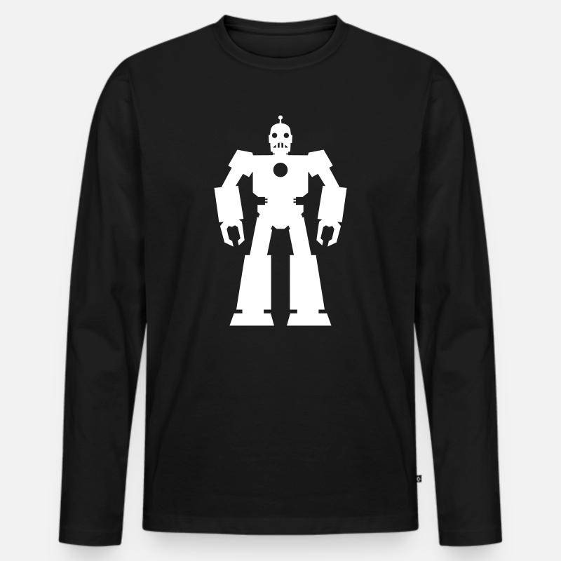 Roboter – KI Technik Sci-Fi Nerd Design - Männer Premium Bio Langarmshirt - Schwarz