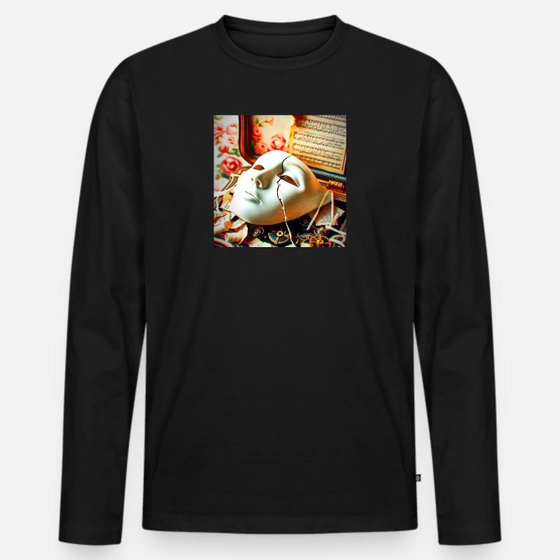 Maskenbruch Retro-Setting - Männer Premium Bio Langarmshirt - Schwarz