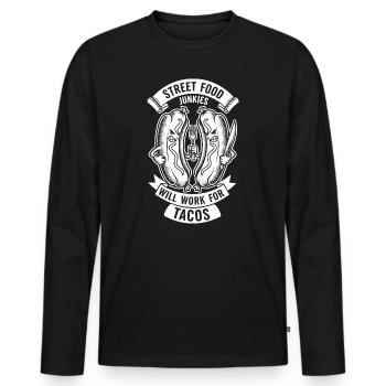 Taco Duel Street Food Junkies - Men's Premium Organic Long Sleeve Shirt - black - Front - Nico (187cm)