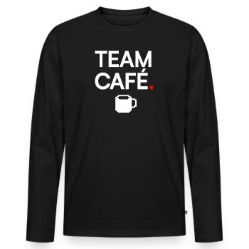 EAM CAFÉ | Humour café minimal - T-shirt manches longues Premium bio Homme - noir - Devant - Nico (187cm)