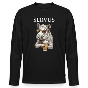Lustiges Servus Wildschwein Mit Bier - Männer Premium Bio Langarmshirt - Schwarz - Vorne - Nico (187cm)