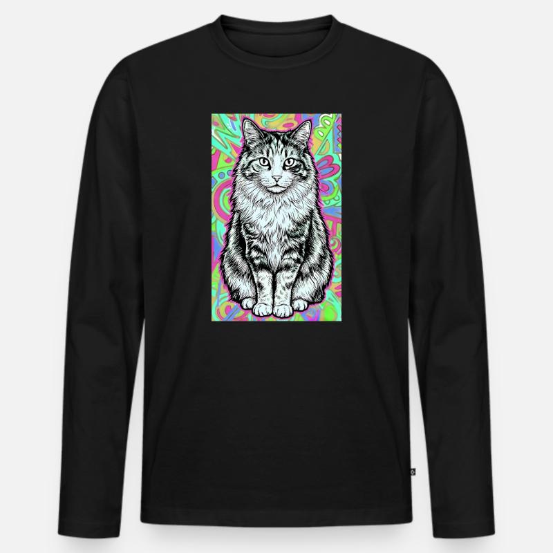 Katze - Männer Premium Bio Langarmshirt - Schwarz