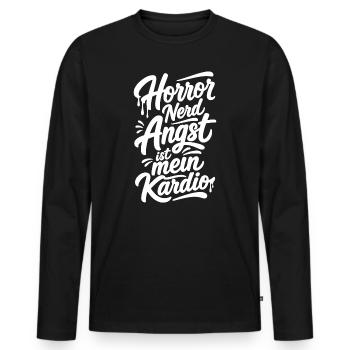 Horror Nerd Filmabend Comic Szene - Männer Premium Bio Langarmshirt - Schwarz - Vorne - Nico (187cm)