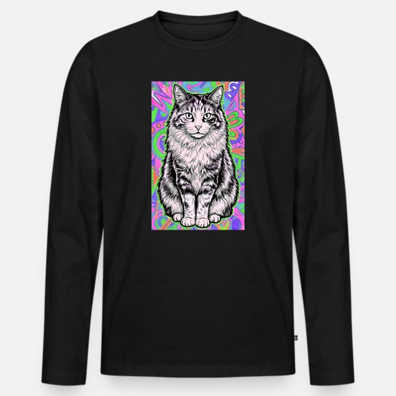Katze - Männer Premium Bio Langarmshirt - Schwarz