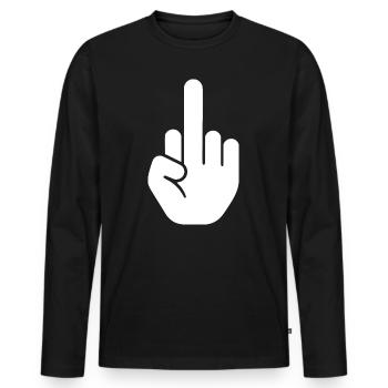 Middle finger - Men's Premium Organic Long Sleeve Shirt - black - Front - Nico (187cm)