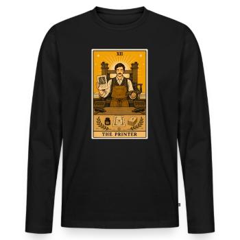 Scarabée de l’écorce de l’épicéa | Art imprimé Typographie Tarot - T-shirt manches longues Premium bio Homme - noir - Devant - Nico (187cm)