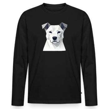 Portrait de chien géométrique - T-shirt manches longues Premium bio Homme - noir - Devant - Nico (187cm)