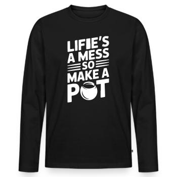 Les potiers fabriquent une poterie en pot - T-shirt manches longues Premium bio Homme - noir - Devant - Nico (187cm)
