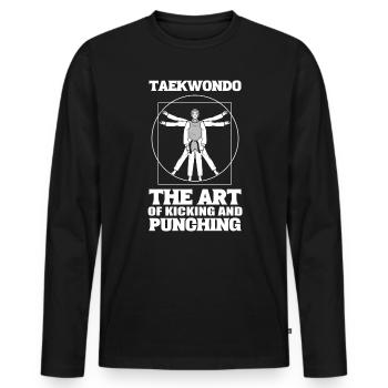 Treten und schlagen Taekwondo Praktiker - Männer Premium Bio Langarmshirt - Schwarz - Vorne - Nico (187cm)