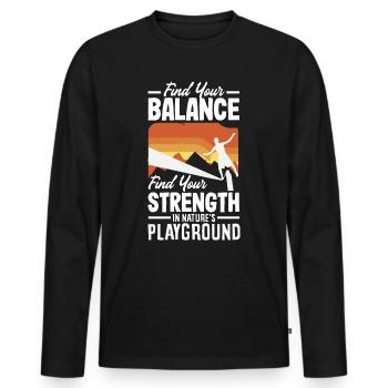 Trouvez votre équilibre, trouvez votre force, dans la nature - T-shirt manches longues Premium bio Homme - noir - Devant - Nico (187cm)