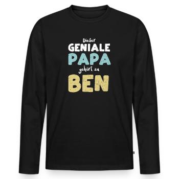 Dieser Geniale Papa Gehört Zu Ben - Männer Premium Bio Langarmshirt - Schwarz - Vorne - Nico (187cm)