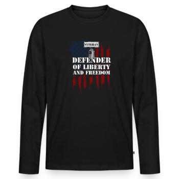 Veteran Defender Of Liberty And... - Men's Premium Organic Long Sleeve Shirt - black - Front - Nico (187cm)