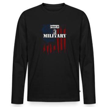 Fiers militaires - Vétéran - T-shirt manches longues Premium bio Homme - noir - Devant - Nico (187cm)