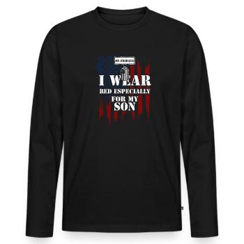 On Fridays I Wear Red Especially... - Men's Premium Organic Long Sleeve Shirt - black - Front - Nico (187cm)