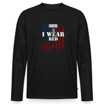 On Fridays I Wear Red - Veteran - Men's Premium Organic Long Sleeve Shirt - black - Front - Nico (187cm)