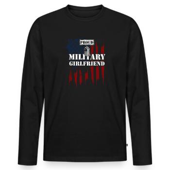 Proud Military Girlfriend - Männer Premium Bio Langarmshirt - Schwarz - Vorne - Nico (187cm)