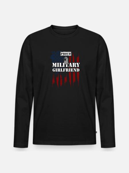 Proud Military Girlfriend - Men's Premium Organic Long Sleeve Shirt - black