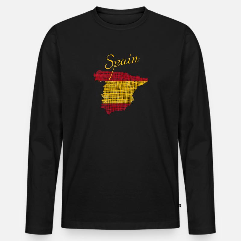 Spain - Männer Premium Bio Langarmshirt - Schwarz