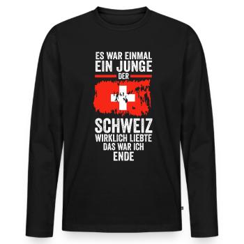 Schweiz Schweizer - Männer Premium Bio Langarmshirt - Schwarz - Vorne - Nico (187cm)