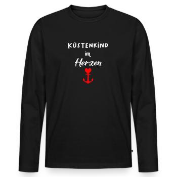 Küstenkind im Herzen - Männer Premium Bio Langarmshirt - Schwarz - Vorne - Nico (187cm)