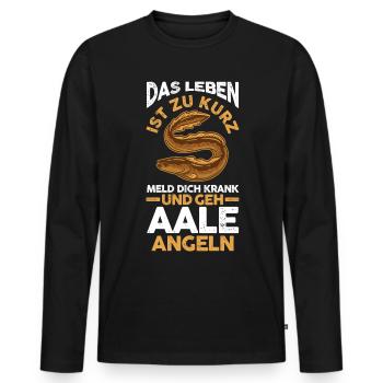 Angeln Angler Aal - Männer Premium Bio Langarmshirt - Schwarz - Vorne - Nico (187cm)