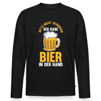 Party Saufspruch Bier - Männer Premium Bio Langarmshirt - Schwarz - Vorne - Nico (187cm)