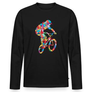 BMX Vélo Rider Stunt Enfants Hommes Vélo BMX - T-shirt manches longues Premium bio Homme - noir - Devant - Nico (187cm)