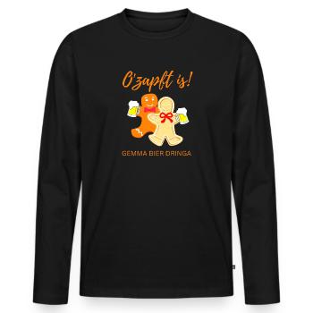 O'ZAPFT IS GEMMA BIER DRINGA SHIRT - Männer Premium Bio Langarmshirt - Schwarz - Vorne - Nico (187cm)