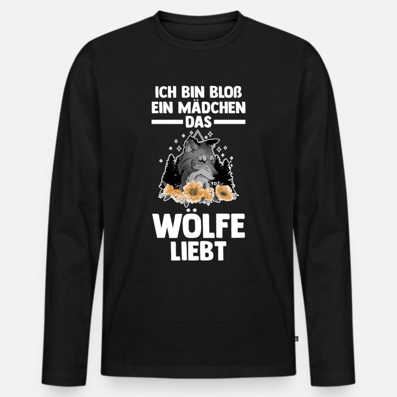 Tier Waldtier Wolf - Männer Premium Bio Langarmshirt - Schwarz