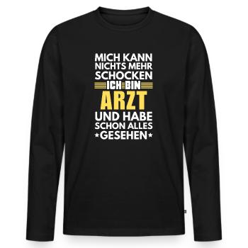 Médecin non choquable - T-shirt manches longues Premium bio Homme - noir - Devant - Nico (187cm)