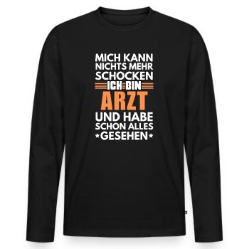 Médecin non choquable - T-shirt manches longues Premium bio Homme - noir - Devant - Nico (187cm)
