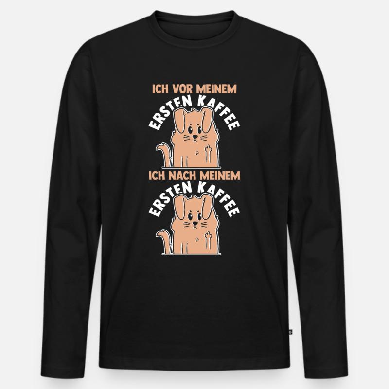 Suivez-moi devant mon premier café - T-shirt manches longues Premium bio Homme - noir
